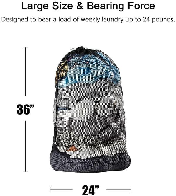 Vasketøjsnet med snøre, 61 x 91 cm ekstra store vasketøjsposer med stropper