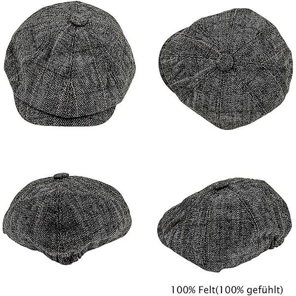 Newsboy Lakki Baker Boy Hattu Litteät Lakit Tweed Säädettävä Peaky Herringbone Kangaslakki Acsergery Lahja