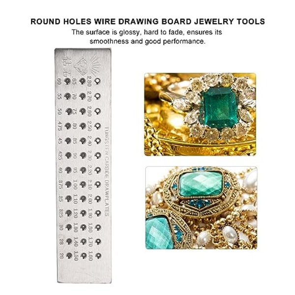 Tråddragplatta, rund metallsmycke Tråddragplatta Bärbar och lätt smyckeverktyg Tråddragplatta för smyckestillverkning (Rund 0,26-2,8)