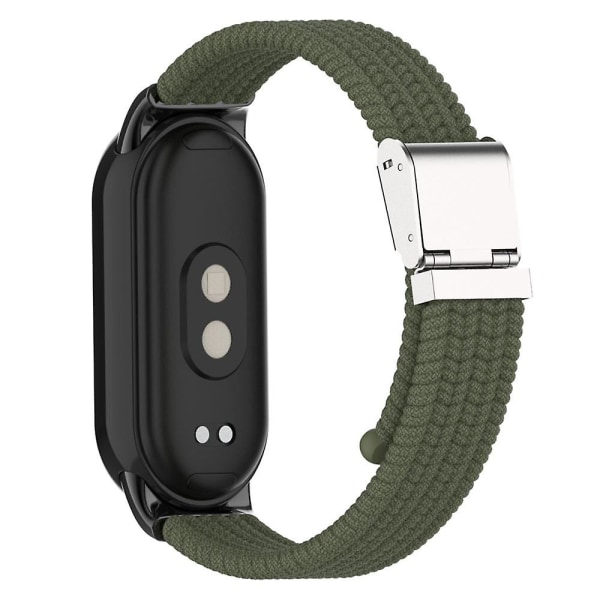 För Xiaomi Smart Band 8 flätat nylon watch Justerbart spänne elastiskt band Dark Green