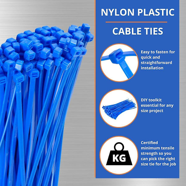 Små Lilla Kabelbinder, 100mm X 2.5mm, Bulkpakke Med 1000, 4\" Premium Nylon Blue 300mmx3.6mm