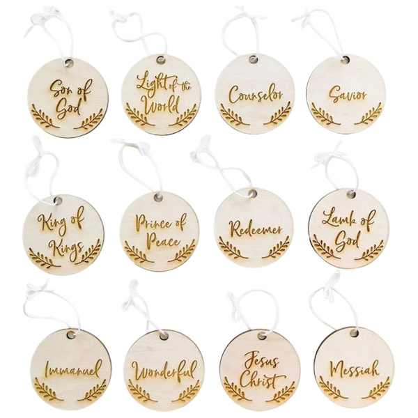 Nye Populære Navn på Jesus Julepynt Bibelske Allusjoner Ornamenter Med Navn På Frelseren Og Bibelske Allusjoner Jul Yellow 24pcs