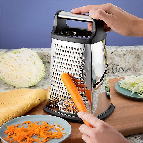 Profesjonell Rivjern, Rustfritt Stål Med 4 Sider, Best For Parmesan, Grønnsaker, Ingefær, Sort