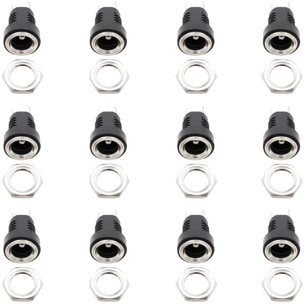 12 stycken 5,5 mm x 2,1 mm 2-stifts DC-strömstickkontakt Honkontakt Panelmontering