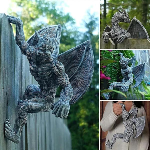 Harpiks Gargoyle Gjerde Topper Henger - Utendørs Veggdekor, Gotisk Klatring For Terrasse, Veranda, Gjerde, Hage