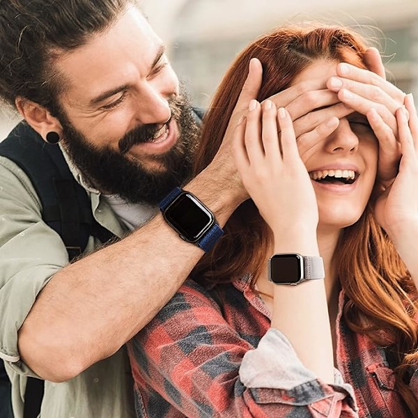 4-pack nylon solo loop-band kompatibel med Apple Watch 38mm 40mm 41mm 42mm 44mm 45mm 49mm, justerbara flätade sportarmband i elastiskt material AA006 38mm 40mm 41mm