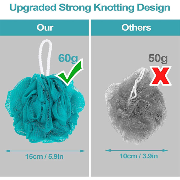 4 stk. Badesvamp Loofah 60g Nettingballer Svamp Skrubber For Kvinner Og Menn