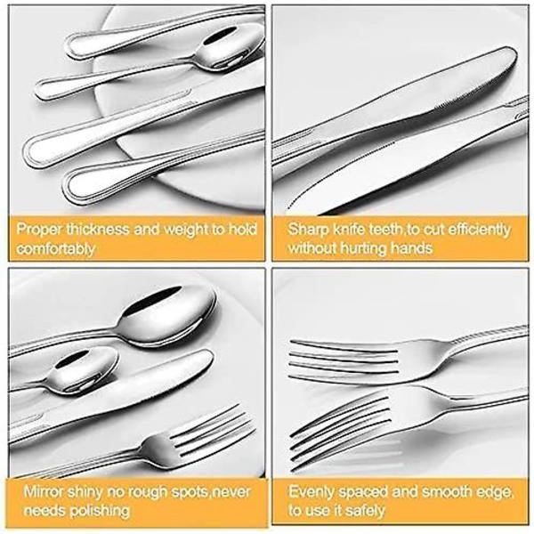 24-delars bestickset, Tenghonghui rostfritt stål bestickset silverbestickset 6 Sliver