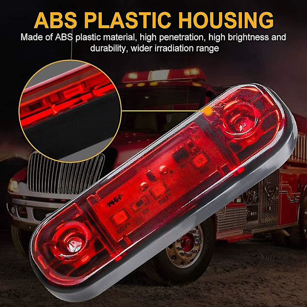 4 stk. LED Front Bakre Sidemarkeringslys 12v For Lastebil Campingvogn Lastebil Bobil Markeringslys (rød)