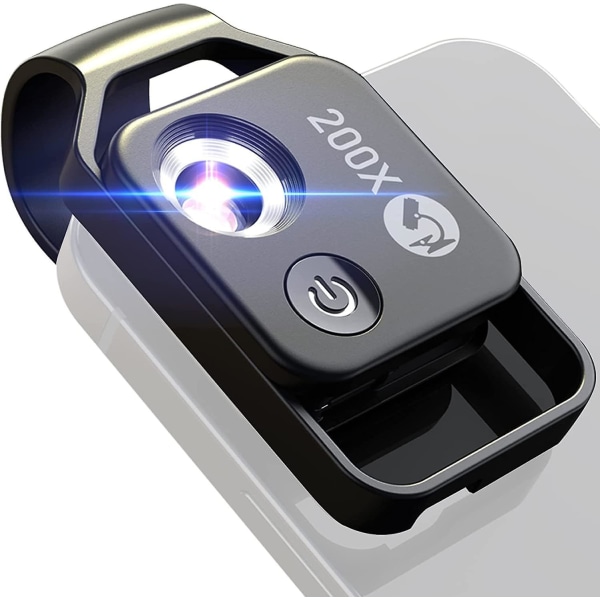Telefonkamera Lensmikroskoplins med CPL-lins, 200x telefon minificka mikro med ledljus för de flesta Iphone Android-smarttelefoner, lämplig för Science Ed