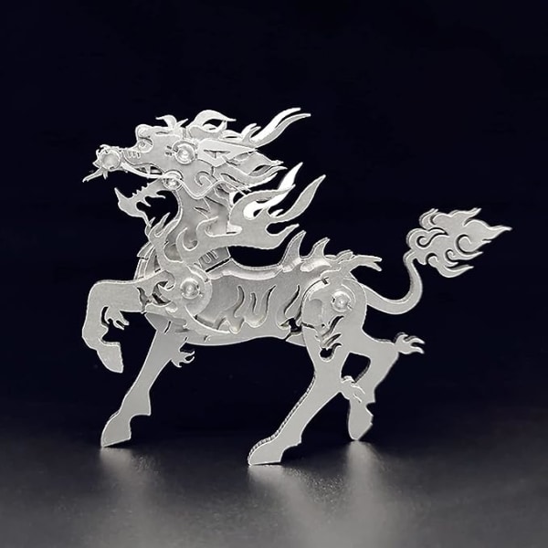 3D Metal Modelsæt, Mekanisk Kylin 3D Puslespil til Voksne, Stål Warcraft Samling DIY Dyrehjernevrider Simple Puslespil Boligindretning Kunsthåndværk D