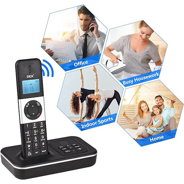 D1002 TAM-D 2-Händsets Sladdlös Telefon med Svarare Samtals-ID/Samtalsväntan 1,6 tum LCD 3-Raders Skärm Display Laddningsbara Batterier Stöd