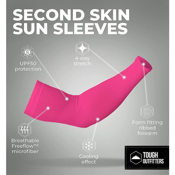 UV-solskyddande ärmar för män och kvinnor - Upf 50 sportkompressionskylande ärm Hot-pink-11 Pair