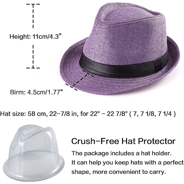 Strå Fedora Hat Herre Fedora Hatte Til Mænd Trilby Hat Solhat Panama Hat Uld Purple