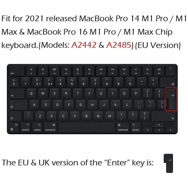 Ultra Tynd Tpu Tastaturbeskyttelse til Macbook Pro 14 & 16 M1 Pro & M1 Max Chip