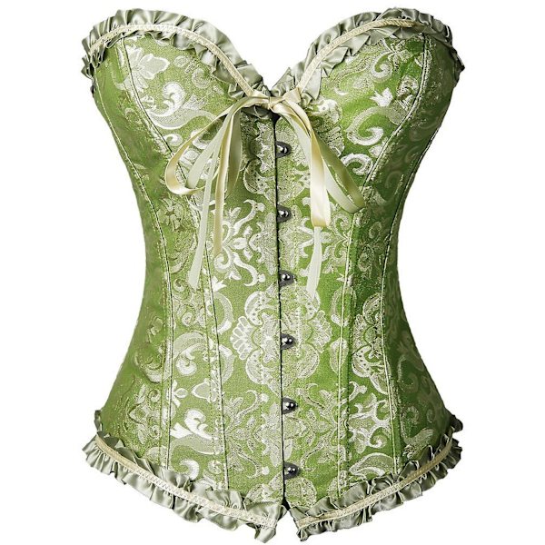 Naisten täysrintainen korsettipaita, goottilainen vintage-korsetti green L