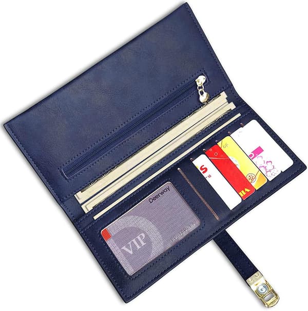 Dam Slim Plånbok RFID Damplånböcker Lång Bifold Tunn Slank, Magnetisk Stängning
