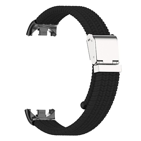 För Xiaomi Smart Band 8 flätad nylon klockarmband justerbart spänne elastiskt band Black