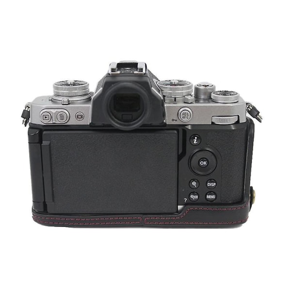 PU Læder Aftagelig Kamerataske til Nikon Z fc 28mm Batteriåbning + Objektivpose + Skulderrem Black
