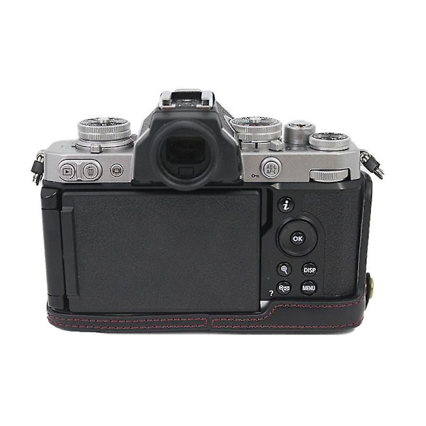PU-skinn Avtakbar Kameraveske for Nikon Z fc 28mm Batteriåpning + Objektivpose + Skulderstropp Black