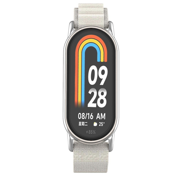 Udskiftningsurrem til Xiaomi Smart Band 8 Nylon Armbåndsrem med Sølvstik Starlight