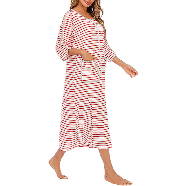 Dame Morgenkåper, Dame Morgenkåpe med Glidelås Kort/Lang Ermet Morgenkåpe Myk Glidelås Badekåpe med Lommer Nattøy Pink M