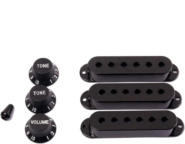 48/50/52mm Pickup Covers med 5-vejs Switch Tip Cap til Strat Guitar Udskiftning, Sort
