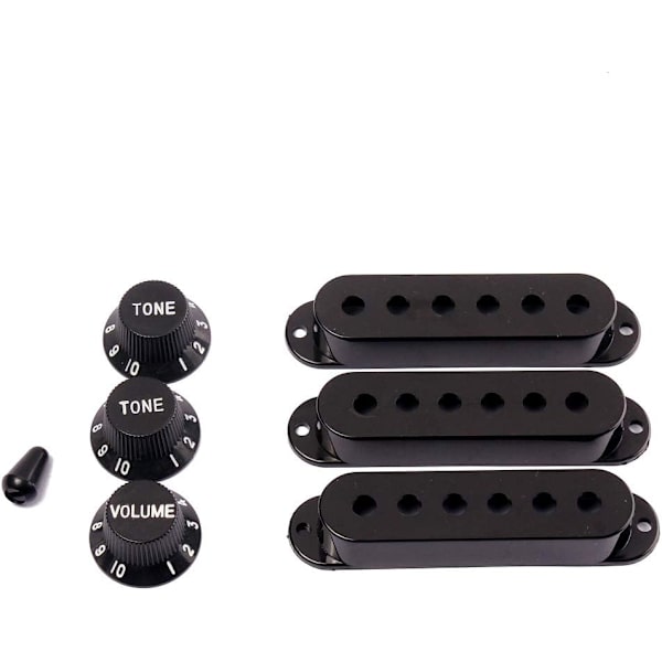 48/50/52mm Pickup-kåpor med 5-vägs Switch-spets för Strat-gitarrbyte, Svart