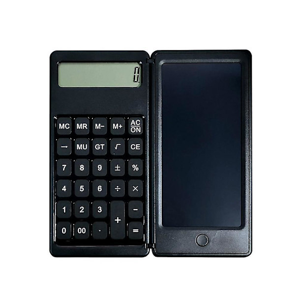 Lommeregnere Foldbar Lommeregner 6 Tommer Flydende Krystal 12 Cifret Display Foldbar Ultratynd Skriveplade Sort