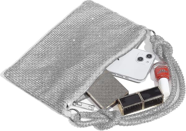 Rhinestone Veske Dame Kveld Glitter Glitrende Mini Bag Silver