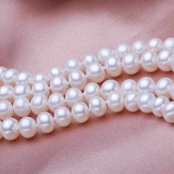 Elegant kvinnor Lady Vita konstgjorda pärlor lång tröja kedja halsband Acsergery present