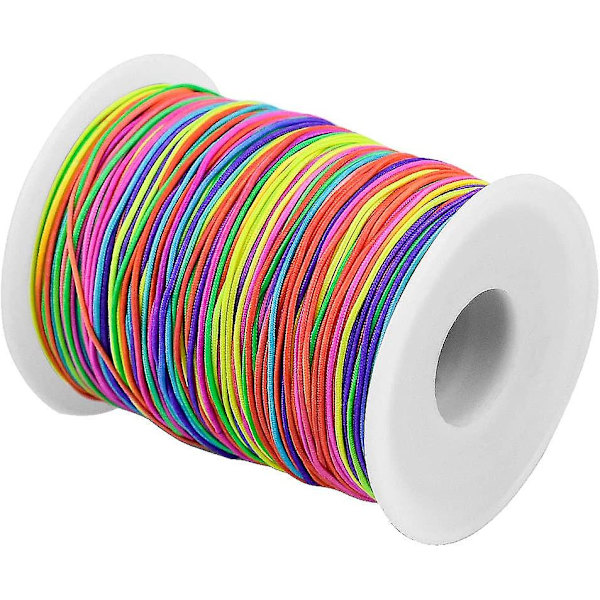 100m Regnbuefarget Elastisk Snor Stretch Stoff Tråd Håndverkssnor Med 1mm Diameter For Halskjede, Armbånd, Håndverk, Hårsløyfer, Kostymehåndverk, Nøkkelring