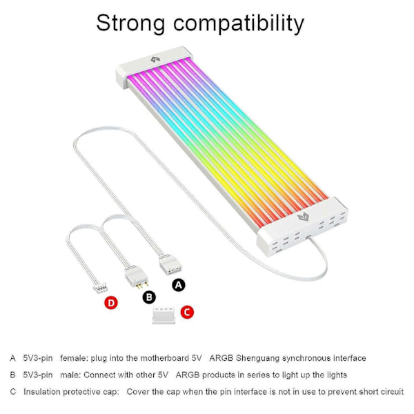 ARGB kabel forlænger PC | Forlænger RGB forsyning, og 360 graders buet design for en lysere lyskilde om dagen, spil
