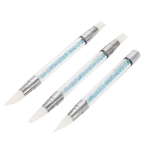 3-pack Nagellacksmanikyrsats, Silikon Designmålning prickpenna verktyg polering ritpensel för konstnagelmanikyrverktyg