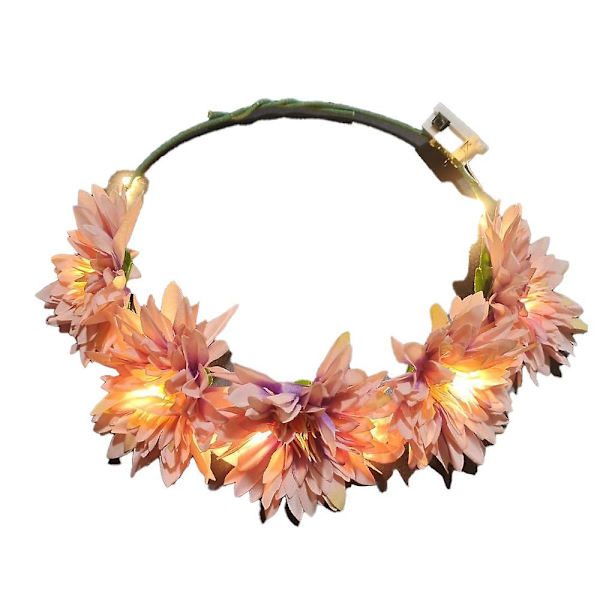 LED Blomsterkrone, Blomsterkrans Hodebånd Lysende LED Blomsterhodeplagg Blomsterhodebekledning shape5