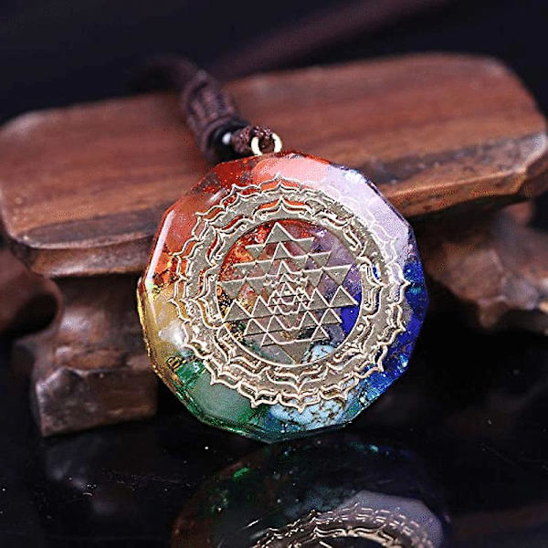 Lyckohalsband i orgonit för män och kvinnor, 7 chakra-helande kristallhänge, andligt yogasmycke, present B