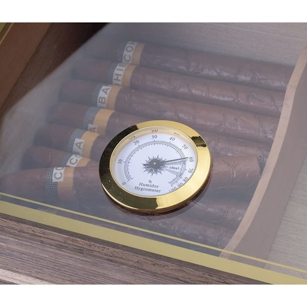 Desktop Humidor Etui Holder 10-13 Cigarer, Hærdet Glas Top Display, Håndlavet Spansk Cedertræ Opbevaringsboks med Rumdeler, Befugter og Hygrometer
