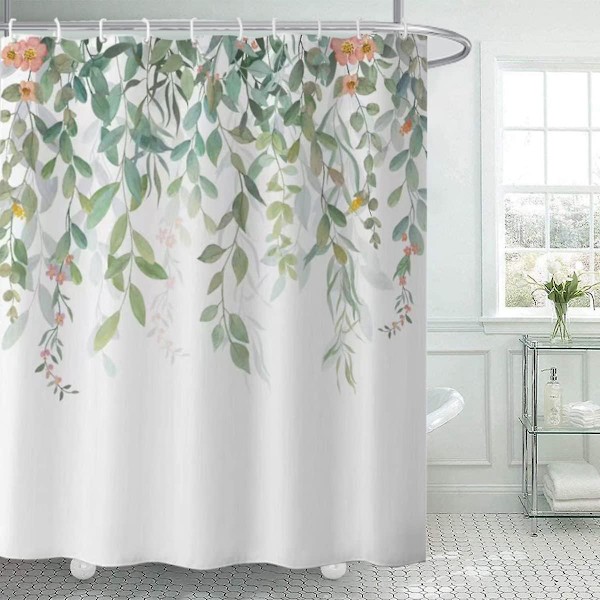 Suihkuverho, homeenkestävä, vedenpitävä, polyesterikangas, kukka-aihe, kasvi, 180 x 180 cm 180 x 180 cm Floral 4