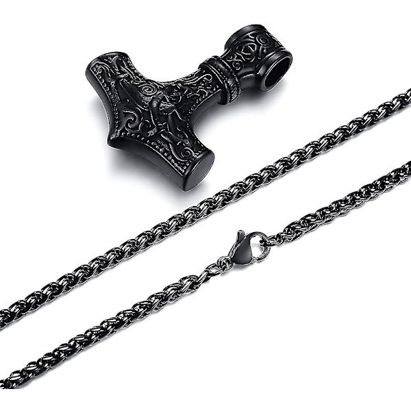 Herre Halskæde Thor Hammer: Punk Stil Thor Halskæde Med 60cm Kurvekæde