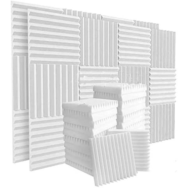 48 st akustisk skum, ljudisoleringspaneler, studio skum, ljudabsorberande skiva för studio spelrum white