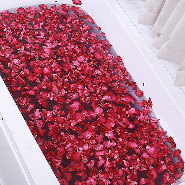 150 gram/ 5,3 oz Naturlige ekte røde roseblader Tørkede roseblader for bryllupsdekorasjon Badekar Fotbad Bryllupskonfetti Håndverkstilbehør