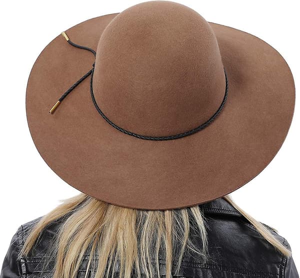 Dame Retro Bredskyggede Stor Slap Panama Hat Bælte Uld Fedora Hat