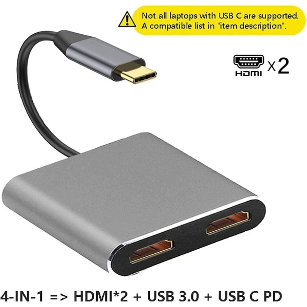 Usb Typ C Laptop Dockningsstation Dubbel Display Hdmi Dubbel Display Usb 3.0 Hub Adapter Dock