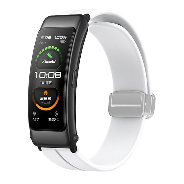 För Keep B4/Huawei Watch Fit Mini klockarmband 16 mm silikon handledsrem, silver vikspänne White