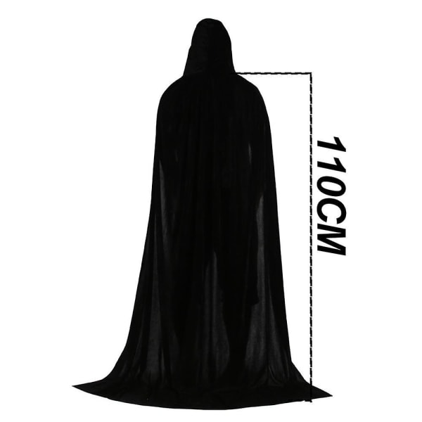 Unisex Täyspitkä Hupullinen Viitta Puku Black 110cm