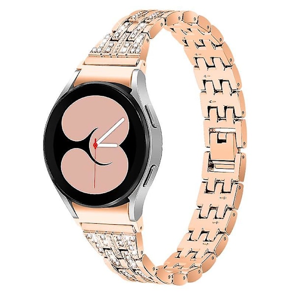 Metallklockarmband för Samsung Galaxy Watch4 Active 40mm/44mm/Watch4 Classic 42mm/46mm, 5 pärlor 2 rader Rose Gold
