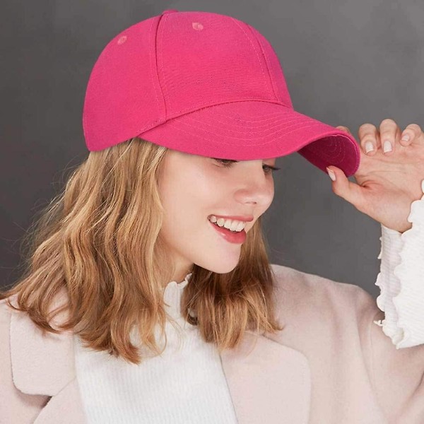 Baseball-lippis sotkuiselle nutturalle poninhännällä, puoliksi verkkomainen, säädettävä lippalakki, unisex, polo-tyylinen, klassinen, urheilullinen, rento, yksivärinen kesähattu Rose red