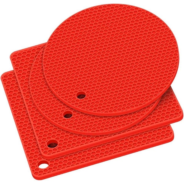 Silikonunderläggsunderlägg - Hot Pot Holders, Torkmatta, Hot Pads Slitstarka halkunderlägg Värmebeständiga mattor (röda) ,röda Red