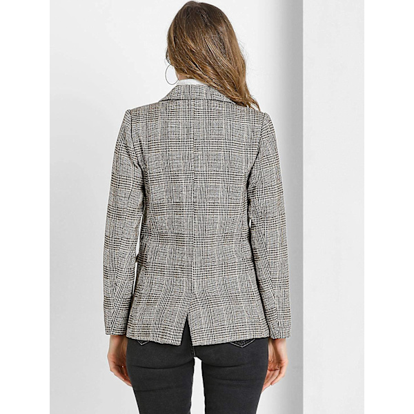 Dameternet Blazerjakke med hakket revers og én knap i houndstooth-mønster M