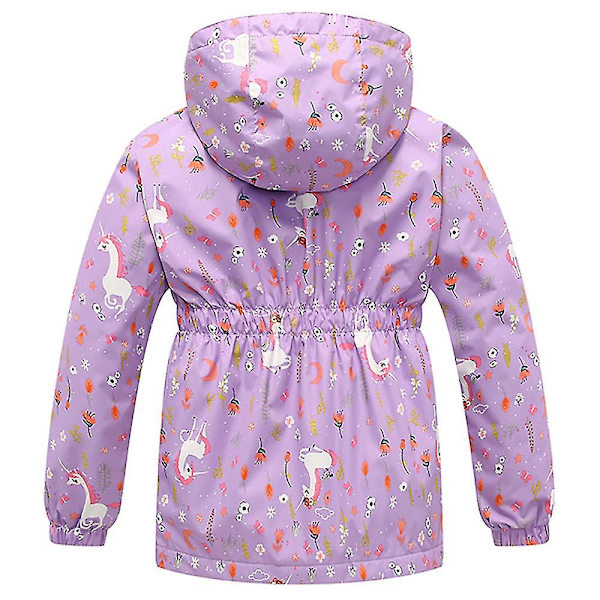 Lasten tyttöjen tuulitakki hupullinen takki fleece vetoketjullinen parkatakki huppari lämmin ulkovaate Light Purple 4-5 Years